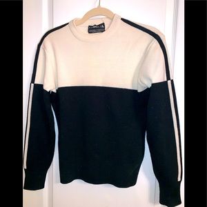 Elegant Black and White Crew Neck Sweater